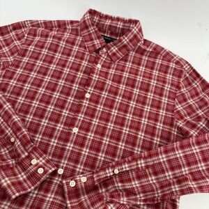 John‎ Varvatos USA Mens Red White Plaid Button Down Shirt Long Sleeve Size M